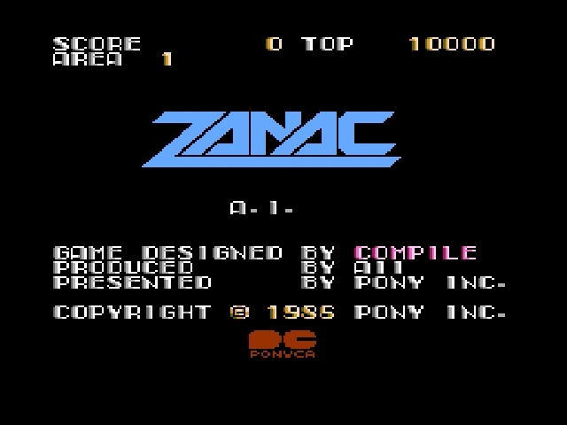 Zanac title screen for Famicom Disk System